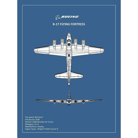 BP B17 FlyingFortress  Black Modern Wood Framed Art Print with Double Matting by Rogan, Mark