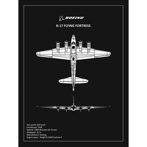 BP B17 FlyingFortress Black  Gold Ornate Wood Framed Art Print with Double Matting by Rogan, Mark