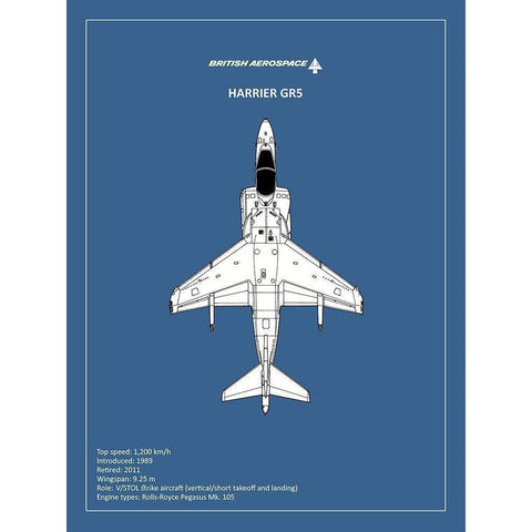 BP BAE HarrierGR5  White Modern Wood Framed Art Print by Rogan, Mark