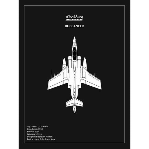 BP Blackburn Buccaneer Black  Gold Ornate Wood Framed Art Print with Double Matting by Rogan, Mark