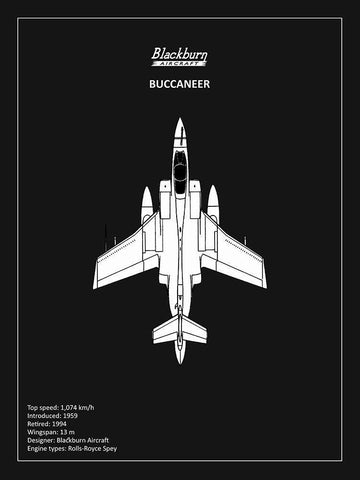 BP Blackburn Buccaneer Black  White Modern Wood Framed Art Print with Double Matting by Rogan, Mark