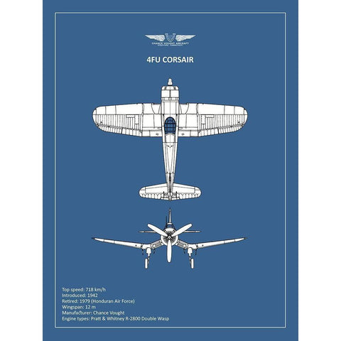 BP CV F4U-Corsair  Gold Ornate Wood Framed Art Print with Double Matting by Rogan, Mark