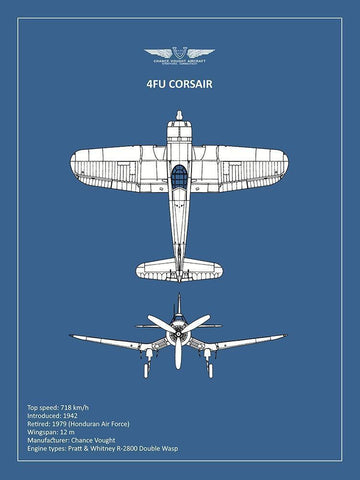 BP CV F4U-Corsair  White Modern Wood Framed Art Print with Double Matting by Rogan, Mark