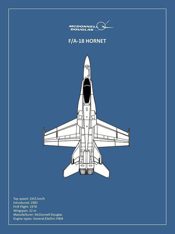 BP FA18 Hornet  White Modern Wood Framed Art Print with Double Matting by Rogan, Mark