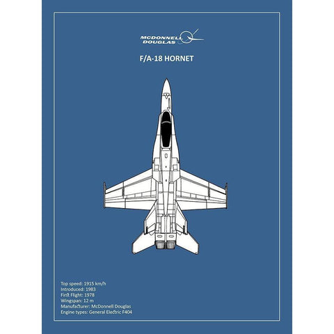 BP FA18 Hornet  White Modern Wood Framed Art Print by Rogan, Mark