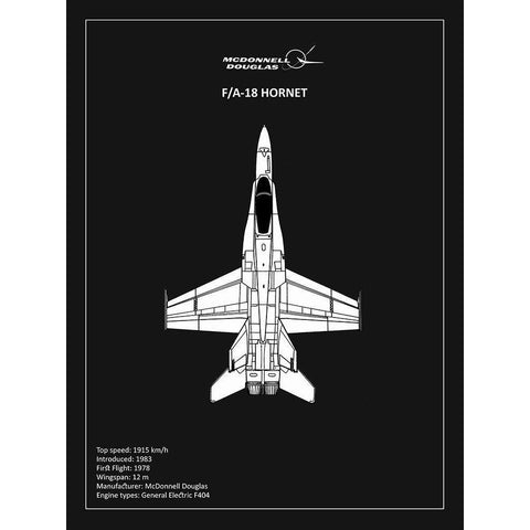 BP FA18 Hornet Black  Gold Ornate Wood Framed Art Print with Double Matting by Rogan, Mark