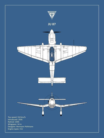 BP Junkers JU87  White Modern Wood Framed Art Print with Double Matting by Rogan, Mark