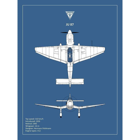 BP Junkers JU87  Black Modern Wood Framed Art Print with Double Matting by Rogan, Mark