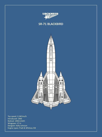 BP LOCKHEED SR-71  Black Ornate Wood Framed Art Print with Double Matting by Rogan, Mark