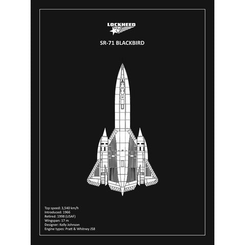 BP LOCKHEED SR-71 Black  Black Modern Wood Framed Art Print with Double Matting by Rogan, Mark