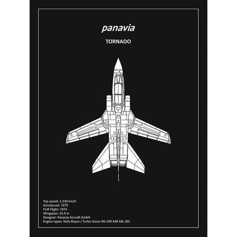 BP Panavia Tornado Black  White Modern Wood Framed Art Print by Rogan, Mark