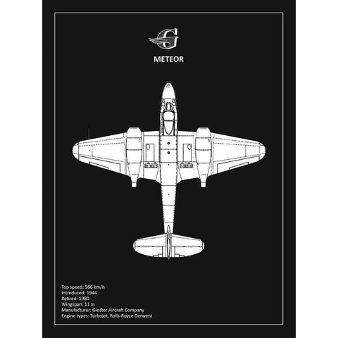 Gloster Meteor Black  White Modern Wood Framed Art Print by Rogan, Mark