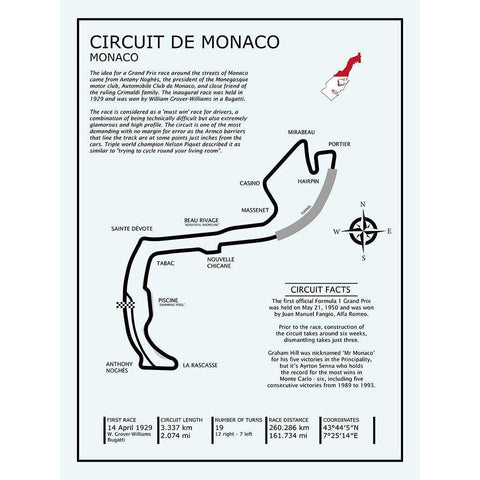 Monaco Circuit Gold Ornate Wood Framed Art Print with Double Matting by Rogan, Mark