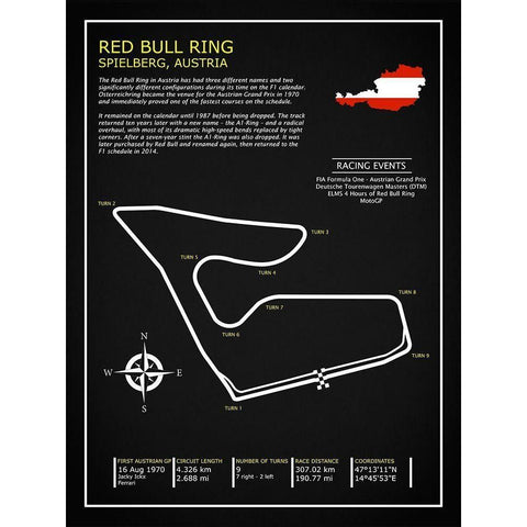 Red Bull Ring Austria BL Black Modern Wood Framed Art Print with Double Matting by Rogan, Mark