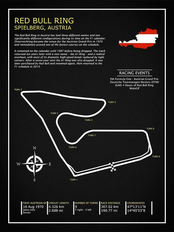 Red Bull Ring Austria BL White Modern Wood Framed Art Print with Double Matting by Rogan, Mark