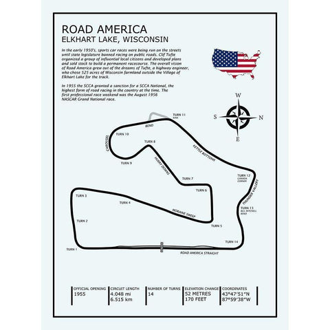 Road America White Modern Wood Framed Art Print by Rogan, Mark