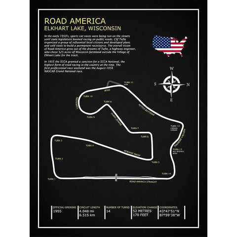 Road America BL White Modern Wood Framed Art Print by Rogan, Mark