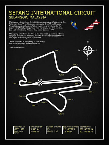 SIlverstone Circuit BL White Modern Wood Framed Art Print with Double Matting by Rogan, Mark