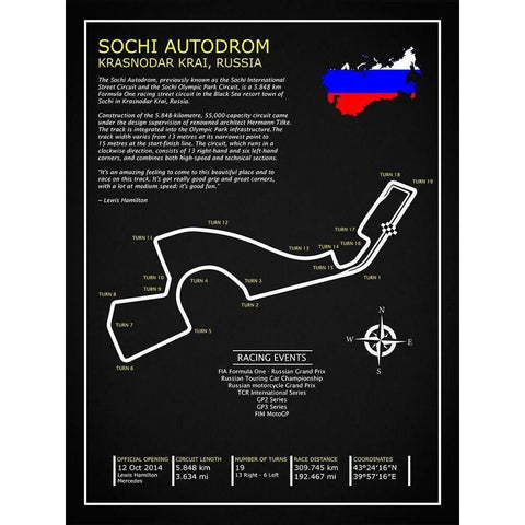 Sochi Autodrom Russia BL Gold Ornate Wood Framed Art Print with Double Matting by Rogan, Mark