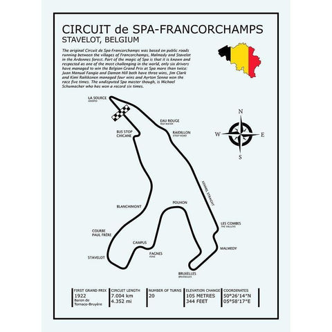 Spa-francorchamps Circuit Gold Ornate Wood Framed Art Print with Double Matting by Rogan, Mark