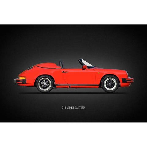 Porsche 911 Speedster 1989 Black Modern Wood Framed Art Print with Double Matting by Rogan, Mark