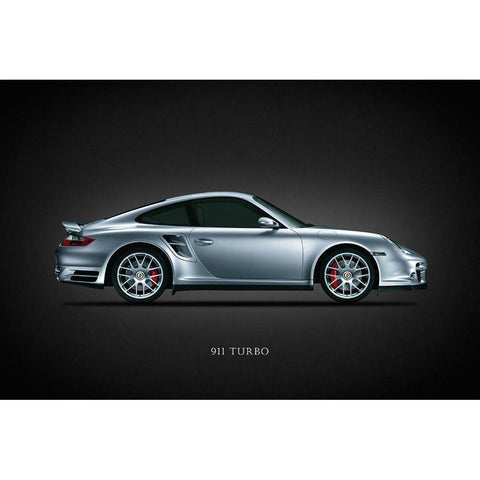 Porsche 911 Turbo Silver White Modern Wood Framed Art Print by Rogan, Mark