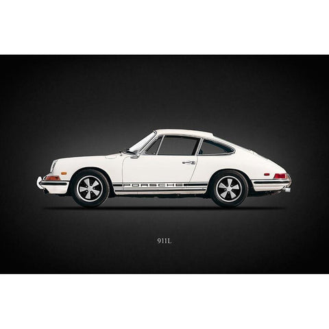 Porsche 911L 1968 Black Modern Wood Framed Art Print with Double Matting by Rogan, Mark