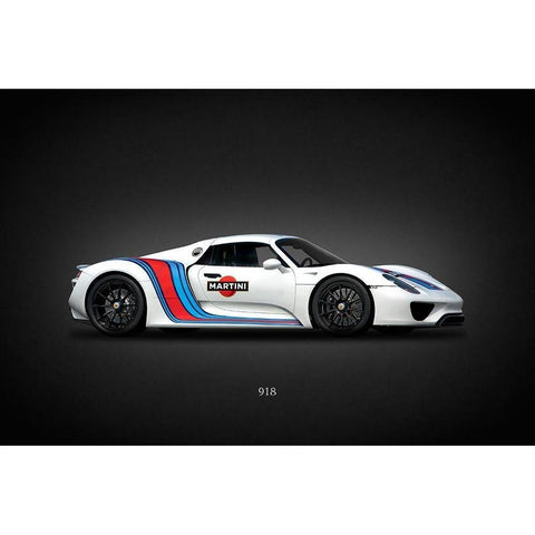 Porsche 918 Martini Black Modern Wood Framed Art Print with Double Matting by Rogan, Mark