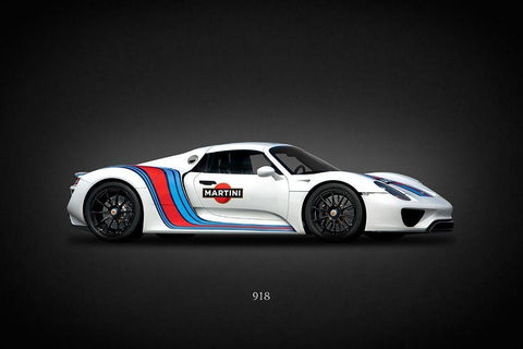Porsche 918 Martini White Modern Wood Framed Art Print with Double Matting by Rogan, Mark