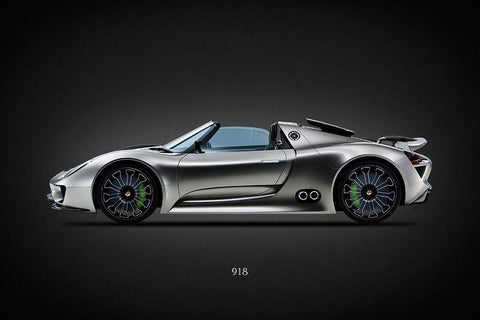 Porsche 918 White Modern Wood Framed Art Print with Double Matting by Rogan, Mark