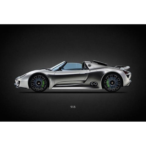 Porsche 918 White Modern Wood Framed Art Print by Rogan, Mark