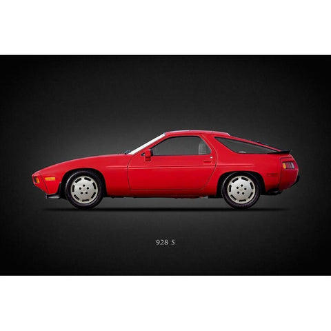 Porsche 928S 1986 Black Modern Wood Framed Art Print with Double Matting by Rogan, Mark