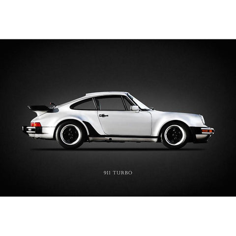 Porsche 930 911 Turbo 1984 Black Modern Wood Framed Art Print with Double Matting by Rogan, Mark