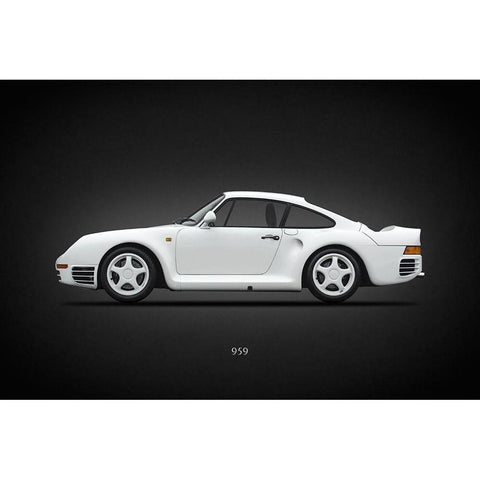 Porsche 959 Black Modern Wood Framed Art Print with Double Matting by Rogan, Mark