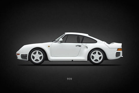 Porsche 959 Black Ornate Wood Framed Art Print with Double Matting by Rogan, Mark