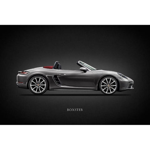 Porsche Boxster 718 Black Modern Wood Framed Art Print with Double Matting by Rogan, Mark