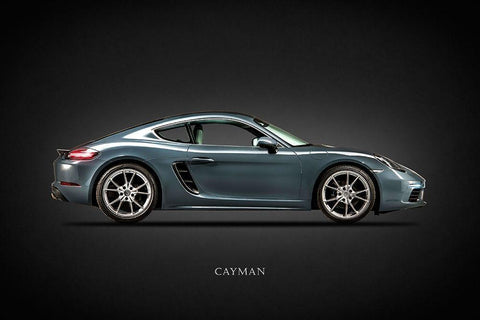 Porsche Cayman 718 Black Ornate Wood Framed Art Print with Double Matting by Rogan, Mark