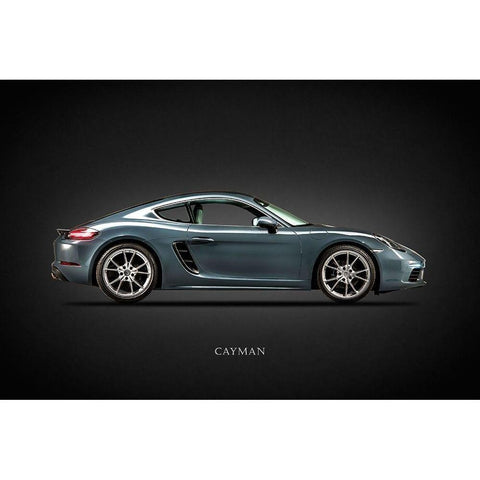 Porsche Cayman 718 Black Modern Wood Framed Art Print with Double Matting by Rogan, Mark