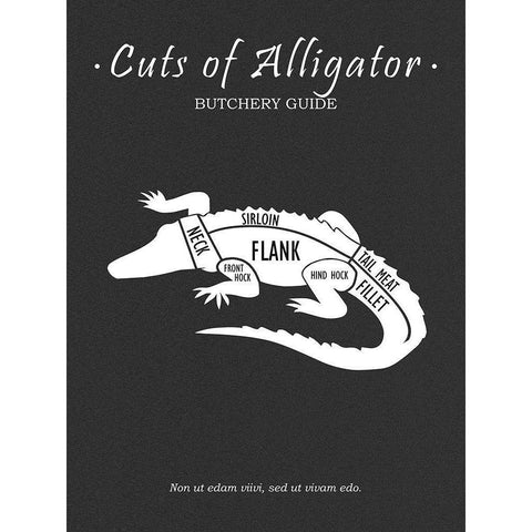 Butchery Alligator Black Modern Wood Framed Art Print with Double Matting by Rogan, Mark