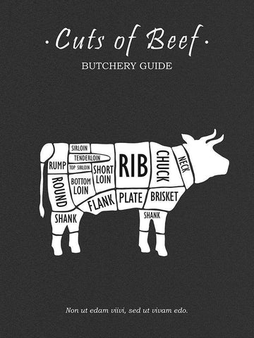 Butchery Beef White Modern Wood Framed Art Print with Double Matting by Rogan, Mark