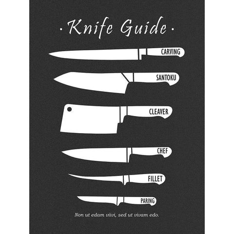 Butchery Knives White Modern Wood Framed Art Print by Rogan, Mark