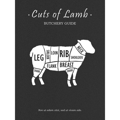 Butchery Lamb Gold Ornate Wood Framed Art Print with Double Matting by Rogan, Mark