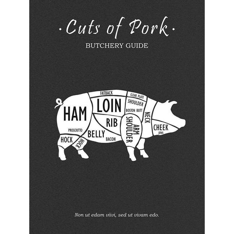 Butchery Pork White Modern Wood Framed Art Print by Rogan, Mark