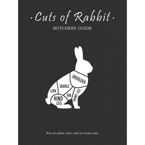 Butchery Rabit White Modern Wood Framed Art Print by Rogan, Mark