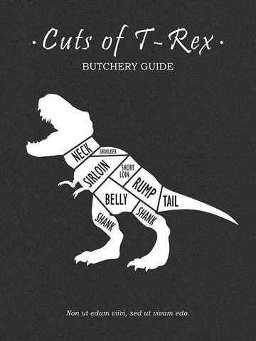 Butchery T-Rex White Modern Wood Framed Art Print with Double Matting by Rogan, Mark