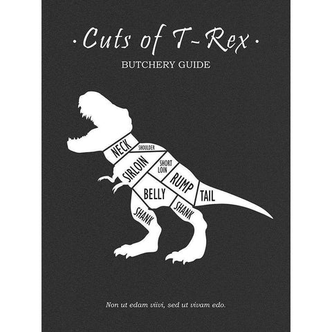 Butchery T-Rex Black Modern Wood Framed Art Print with Double Matting by Rogan, Mark