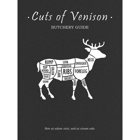 Butchery Venison White Modern Wood Framed Art Print by Rogan, Mark