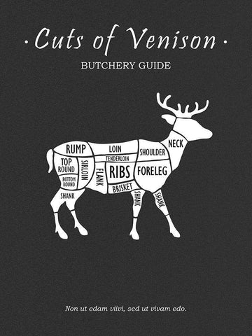 Butchery Venison White Modern Wood Framed Art Print with Double Matting by Rogan, Mark