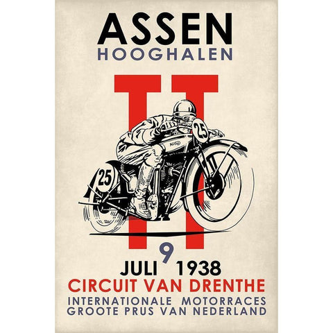 Assen TT Motorcycle Races 1938 Black Modern Wood Framed Art Print with Double Matting by Rogan, Mark