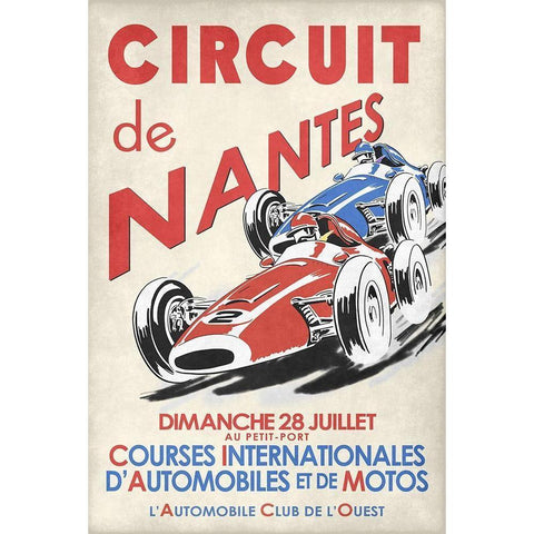 Circuit De Nantes 1946 White Modern Wood Framed Art Print by Rogan, Mark